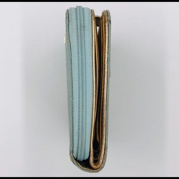 Gucci GG canvas mint green and gold leather wallet - Picture 7 of 13